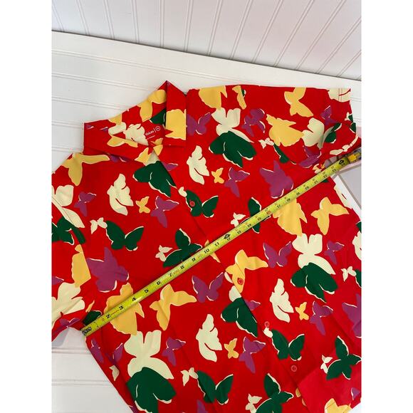 NWT Outdoor Voices Solar Cool Camp Collar Butterfly Print Shirt Colorful Size M - Picture 4 of 7